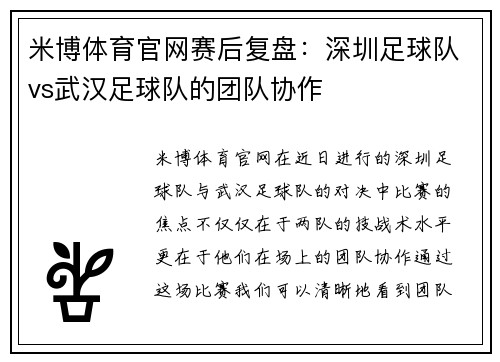 米博体育官网赛后复盘：深圳足球队vs武汉足球队的团队协作